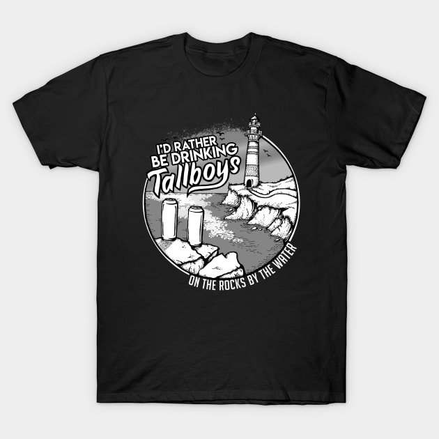 Tallboys on the Rocks T-Shirt by Ghoul_Jerk